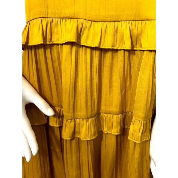 Anthropologie Top M Honey Yellow Tiered Sleeveless Ruffles Boho Keyhole A-Line - Picture 12 of 15